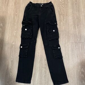 Fashion Nova Dark Straight Leg Cargo Jeans